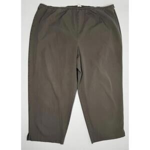 Eileen Fisher Brown Org Cotton Blend Cropped Elastic Waist Pants - Large?